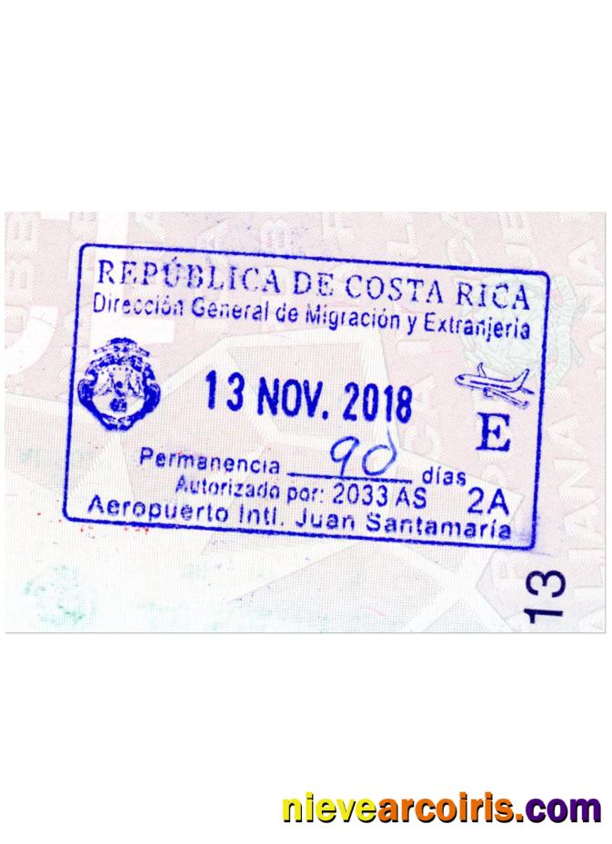 COSTA RICA VISA STAMP